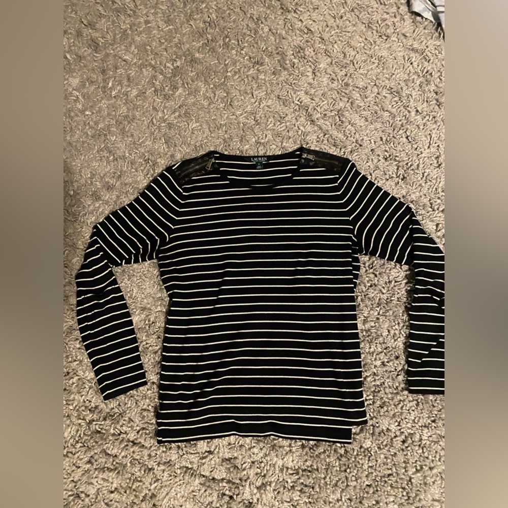 Ralph Lauren Black and White Striped Bodysuit